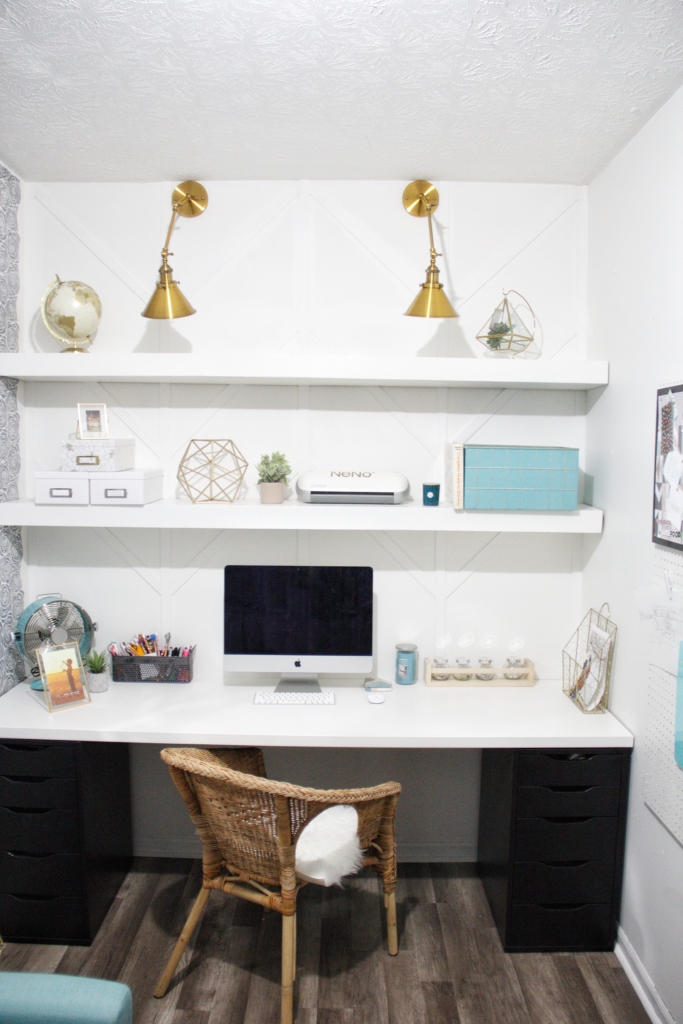 Mom cave, Mom office, She shed inspiration, Mom cave inspiration, DIY stenciled wall
