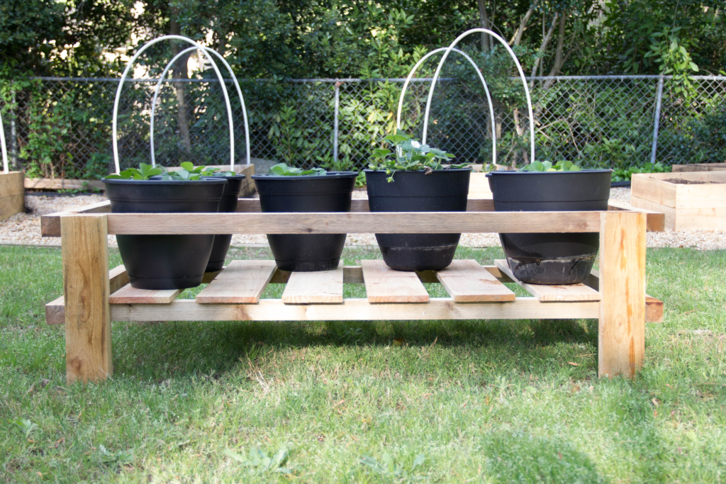 DIY container garden stand, Container garden stand, container garden table, garden table