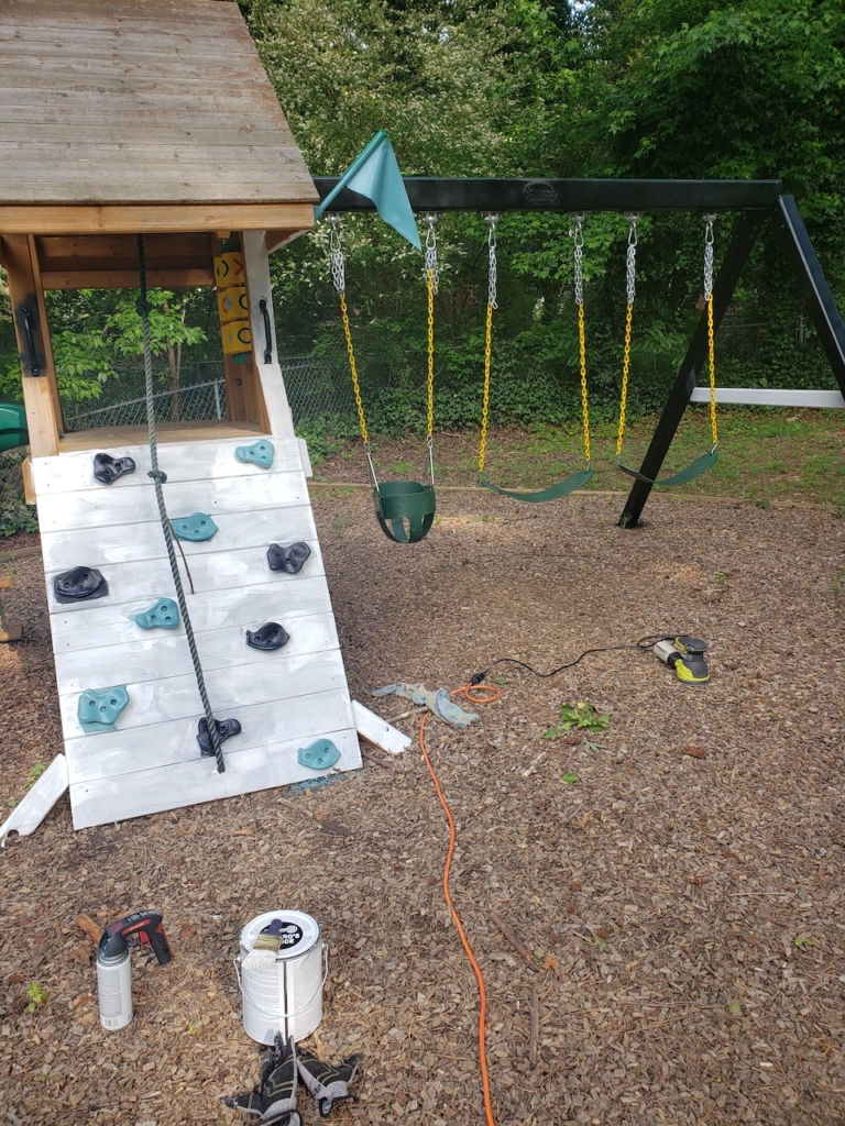 DIY painted playset, DIY painted playground, backyard playset