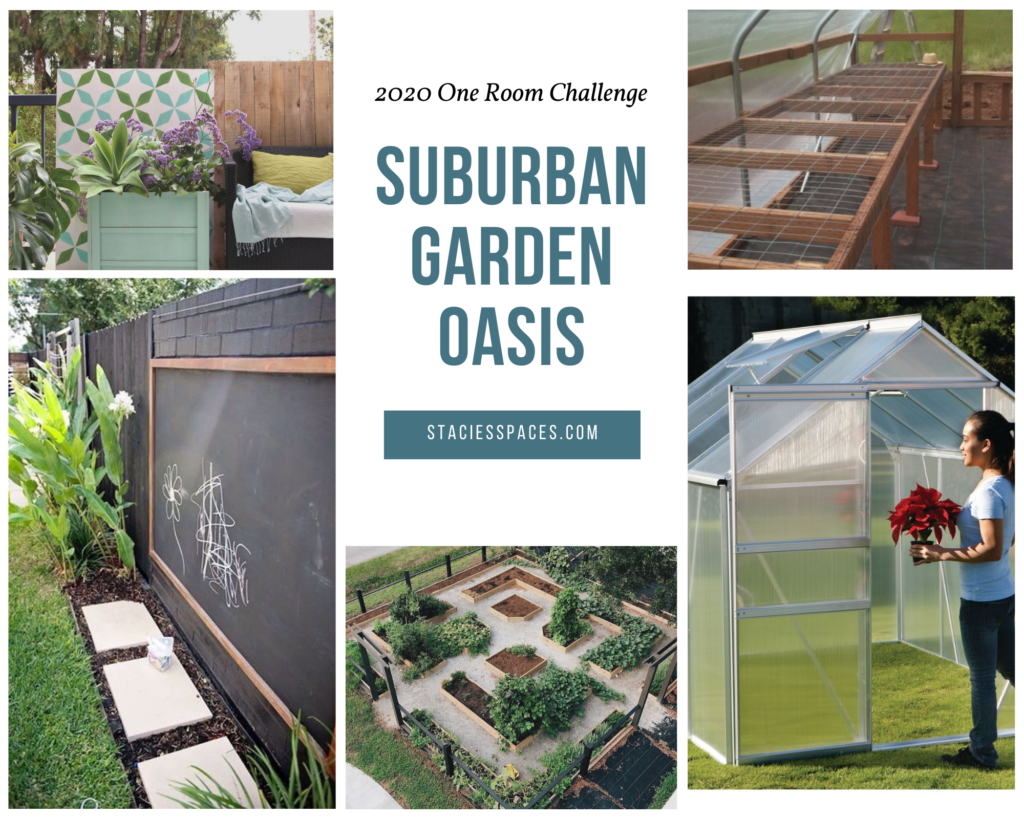 Garden plans, suburban gardening, suburban garden, One Room Challenge
